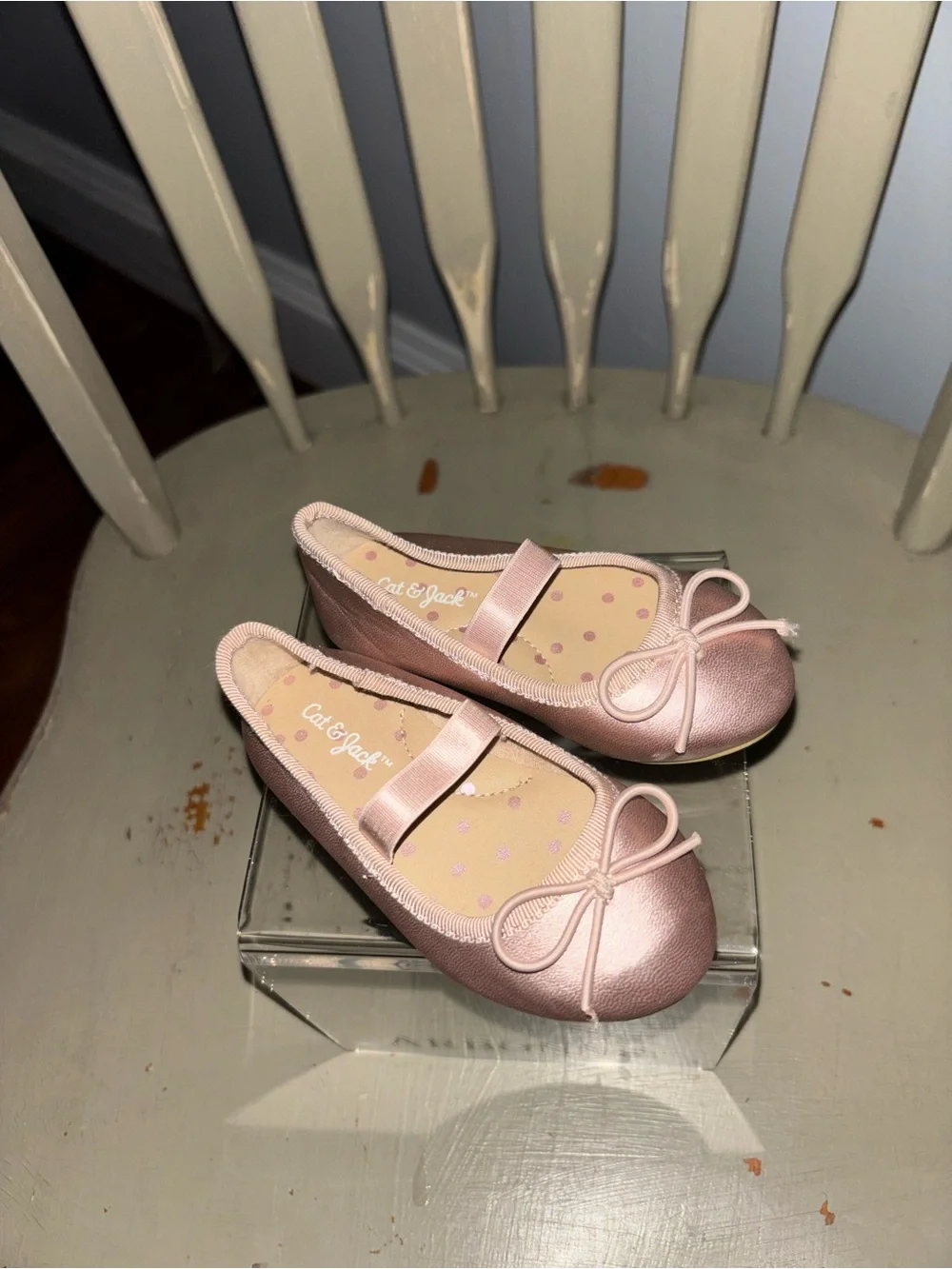 Cat & Jack Sz 4  toddler Metallic Pink Girls' Ballet Flats with Bow